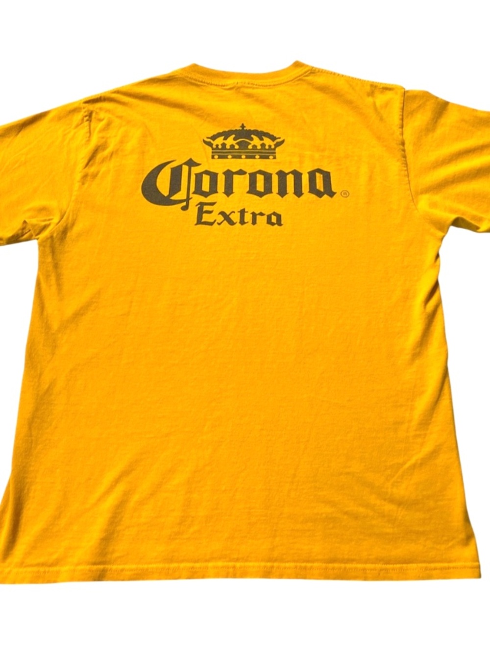 Y2K Corona Extra Puerto Progreso Beer Crown Logo Mexico Yellow T Shirt
